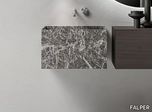 MINIMUM - Single wall-mounted Jolie Grey marble washbasin _ FALPER