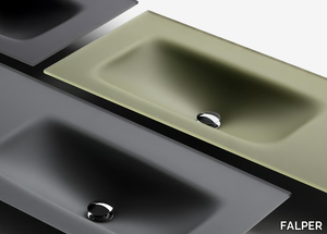 VETRO - Satin glass washbasin with integrated countertop _ FALPER