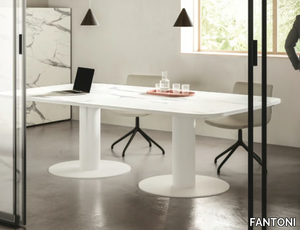 MEET UP - Office desk / meeting table with Calacatta marble effect top _ FANTONI