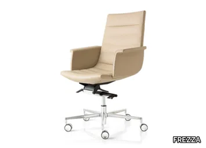 KEY - Swivel leather office chair with castors _ FREZZA