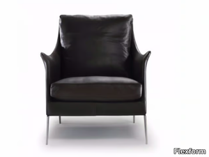 BOSS - Leather armchair with armrests _ Flexform