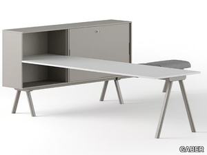 WORKSTATION 2027 BENCH - Wooden workstation desk with shelves _ GABER