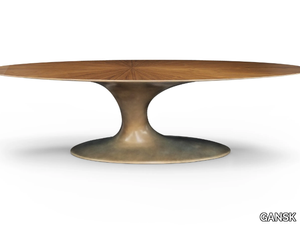 JADE - Oval fiberglass dining table with wood veneer top _ GANSK