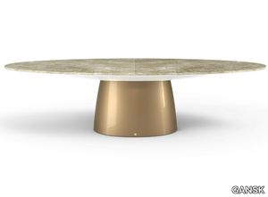 MAGNA - Oval fiberglass table with Fior di Bosco marble top _ GANSK