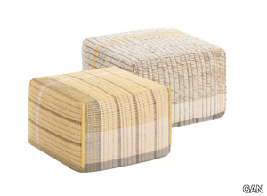 REVERSIBLE YELLOW - Square pouf in wool, linen and cotton _ GAN