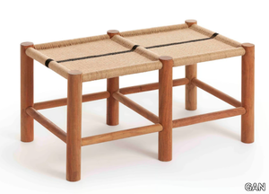 ROOTS DOUBLE STOOL 01 - Double low stool in acacia and jute wood _ GAN