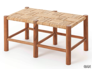 ROOTS DOUBLE STOOL 03 - Low stool in acacia and jute wood _ GAN