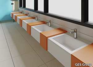 STAIRS - Monoblock porcelain stoneware Public washbasin for children _ GES Group