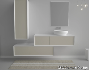 PARIGI - Sectional suspended MDF bathroom cabinet with mirror _ GSG Ceramic Design