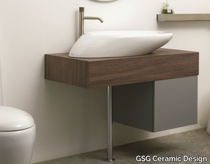 CONFORT - Floor-standing single wooden vanity unit with drawers _ GSG Ceramic Design