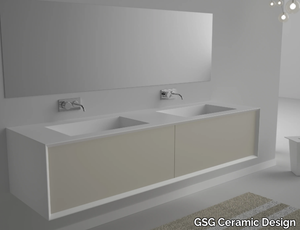 MILANO 180 - Wall-mounted MDF vanity unit with 2 integrated washbasins _ GSG Ceramic Design