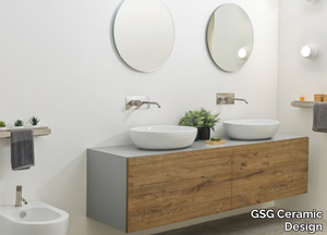 MOOD - Wall-mounted wooden vanity unit with drawers _ GSG Ceramic Design