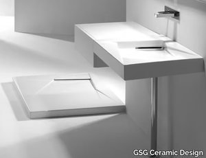 OZ 65 - Wall-mounted rectangular ceramic washbasin _ GSG Ceramic Design