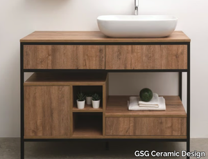 SYSTEM 120 - Floor-standing wooden vanity unit with drawers _ GSG Ceramic Design