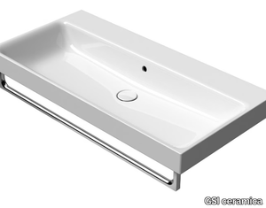 NUBES 100X50 - Rectangular ceramic washbasin with towel rail _ GSI ceramica