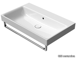 NUBES 80X50 - Rectangular ceramic washbasin with towel rail _ GSI ceramica