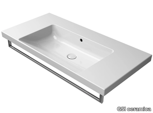 NORM 100X50 - Rectangular single ceramic washbasin with towel rail _ GSI ceramica