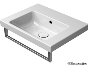 NORM 50X40 - Rectangular single ceramic washbasin with towel rail _ GSI ceramica