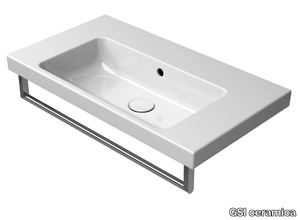 NORM 70X40 - Rectangular single ceramic washbasin with towel rail _ GSI ceramica