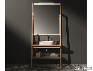 AREA - Floor-standing sectional ash vanity unit with mirror _ Gaia Mobili