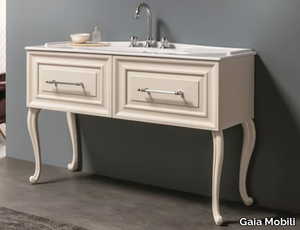 AUTORITRATTO - Floor-standing single wooden vanity unit with drawers _ Gaia Mobili