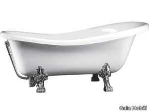 CAMILLA - Asymmetric cultured marble bathtub on legs _ Gaia Mobili