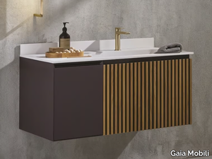 GARDEN - Single wall-mounted oak vanity unit with doors _ Gaia Mobili