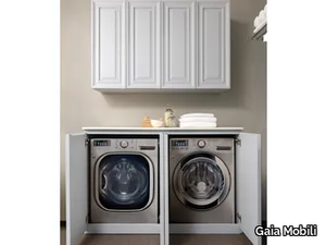 AUTORITRATTO - Wooden laundry room cabinet with hinged doors for washing machine _ Gaia Mobili