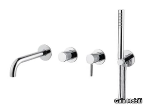 TOKYO - Wall-mounted Recessed steel bathtub set with hand shower _ Gaia Mobili