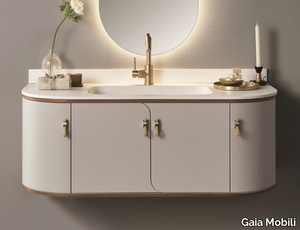 LIBERTY - Single wall-mounted wooden vanity unit with doors _ Gaia Mobili