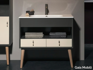 MODÌ - Single solid wood vanity unit with drawers _ Gaia Mobili