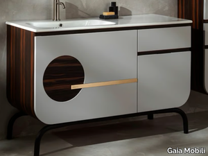 ROUND - Floor-standing wooden vanity unit with drawers _ Gaia Mobili