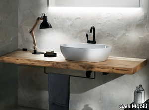 WOOD - Single chestnut washbasin countertop _ Gaia Mobili