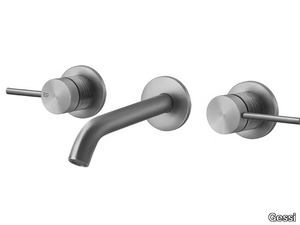 TRAME - 3 hole wall-mounted stainless steel washbasin mixer _ Gessi