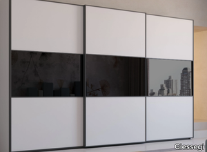 VISION - Built-in wooden wardrobe with built-in TV with sliding doors _ Giessegi