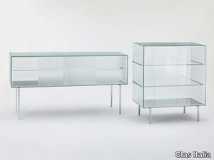 COMMODORE - Crystal highboard with sliding doors _ Glas Italia