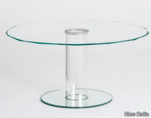 HUB CUT - Round crystal table _ Glas Italia