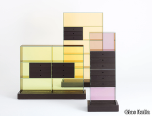 MANDARIN - Wood and glass chest of drawers _ Glas Italia