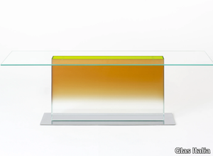 DONALD - Rectangular crystal and stainless steel table _ Glas Italia