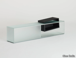 DRIFT - Low crystal TV cabinet with sliding doors _ Glas Italia