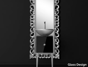 MONNALISA PRESTIGE VENICE BLACK/SILVER - Single wooden vanity unit with mirror _ Glass Design