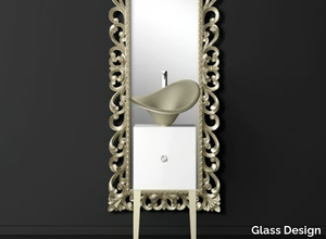 MONNALISA PRESTIGE FLOWER PLATINUM - Single wooden vanity unit with mirror _ Glass Design