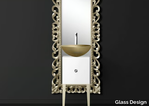 MONNALISA PRESTIGE VENICE GOLD/SILVER - Single wooden vanity unit with mirror _ Glass Design