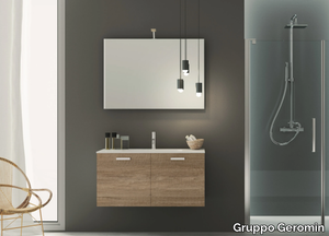 QUB04 - Wall-mounted wooden vanity unit with doors _ Gruppo Geromin