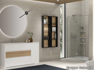 RIVA 05 - Floor-standing wooden vanity unit with integrated washbasin with mirror _ Gruppo Geromin