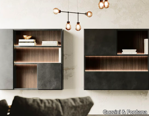 HOUSE OF GUITAR - Floating open bookcase with built-in lights _ Guzzini & Fontana