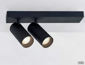 STRAIGHT PLATE ON DOUBLE - LED adjustable powder coated aluminium ceiling lamp _ HER