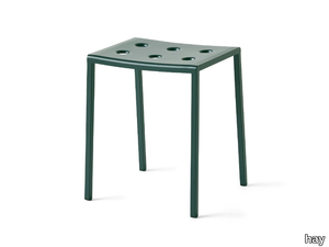 BALCONY - Low powder coated steel garden stool _ Hay