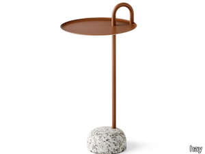 BOWLER - Round steel side table with granite base _ Hay