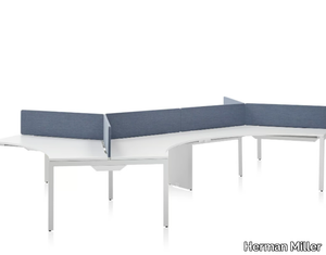 LAYOUT STUDIO - Height-adjustable office desk with sound absorbing screens _ Herman Miller